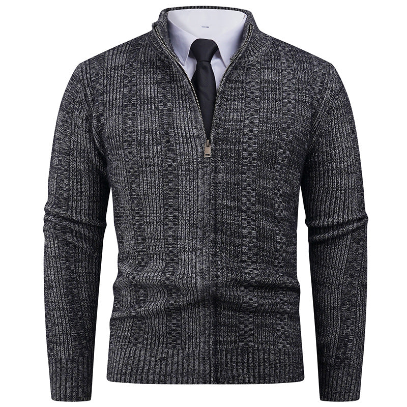 Herren Strickjacke mit modernem Reißverschluss und Zopfmuster Echoarchiv