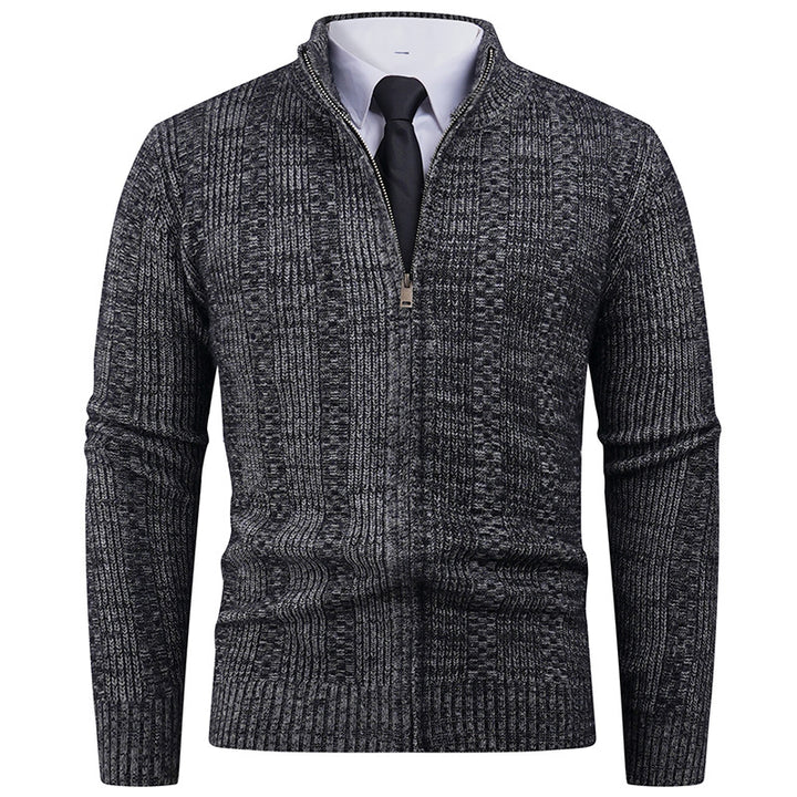 Herren Strickjacke mit modernem Reißverschluss und Zopfmuster Echoarchiv