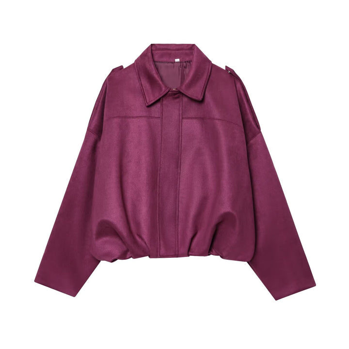 Damen Gekürzte Wildlederoptik-Blousonjacke mit Taillen-Smock und Schulterpatten Echo Archiv