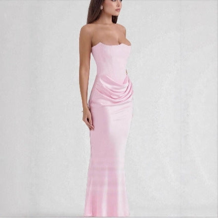 Damen Maxikleid mit Raffungen und elegantem Bustier-Ausschnitt Echo Archiv