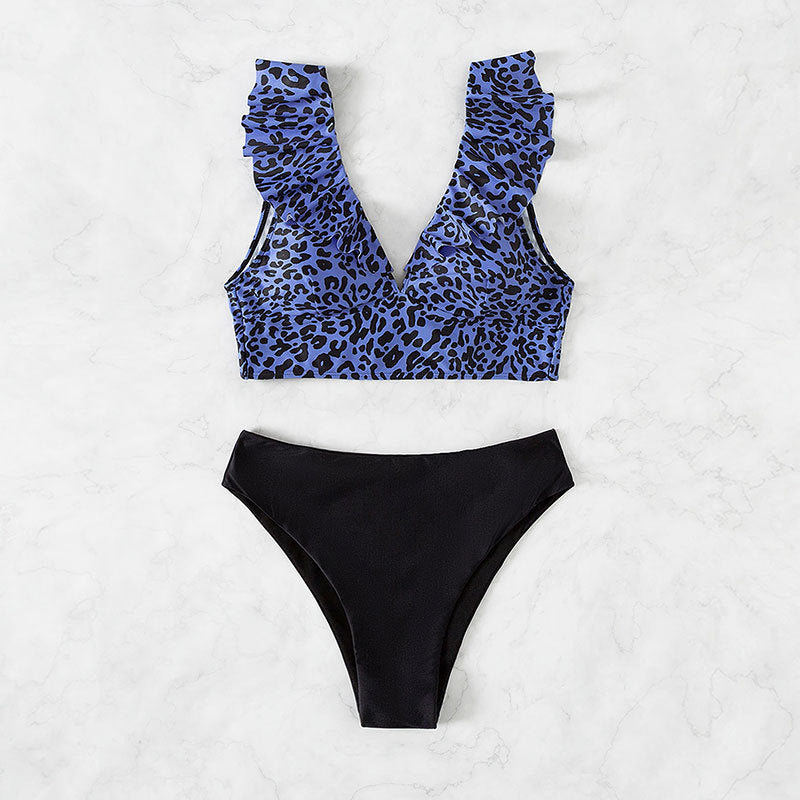 Damen Triangel-Bikini mit modischem Leopardenmuster und Rüschendetails Echo Archiv
