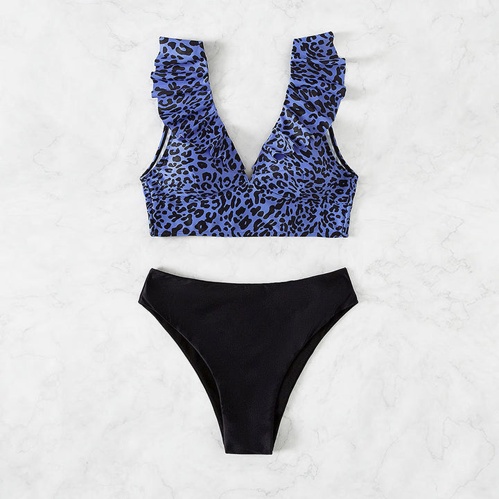 Damen Triangel-Bikini mit modischem Leopardenmuster und Rüschendetails Echo Archiv