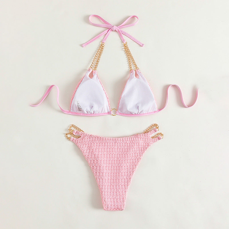 Damen Triangel-Bikini mit raffinierten Kettenakzenten und hochwertiger Rippstruktur Echo Archiv