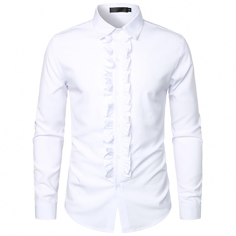Herren Elegantes Hemd mit Rüschendetails Echoarchiv