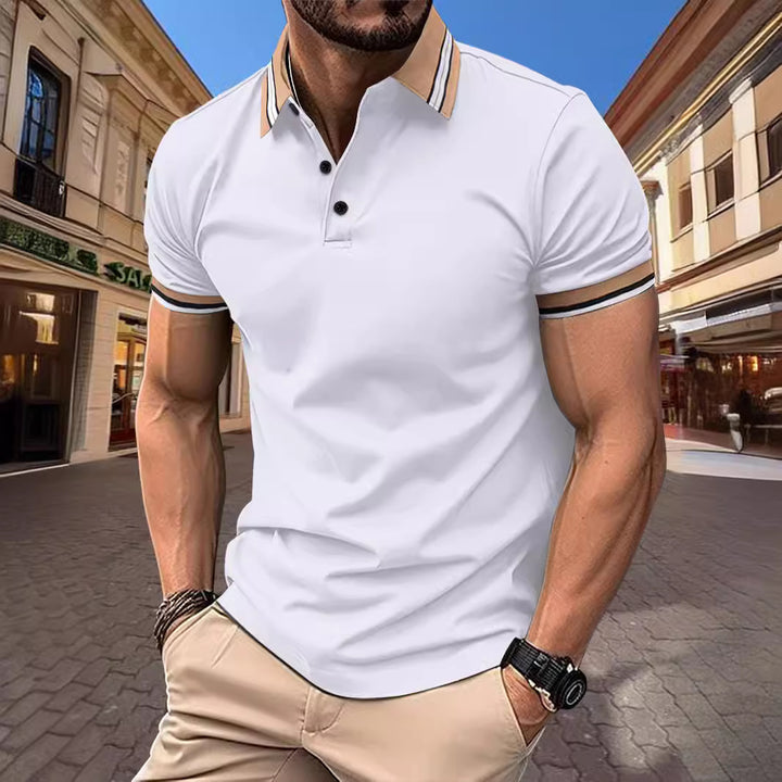 Herren Kurzarm-Poloshirt mit modischen Kontrastakzenten Echoarchiv