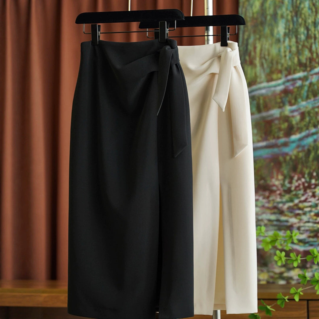 Damen Eleganter Wickelrock mit Taillenbindung Echoarchiv