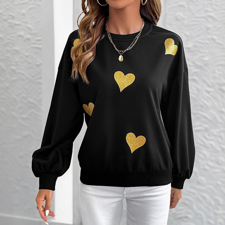 Damen Sweatshirt mit Herzprint und Balloon-Ärmeln Echoarchiv