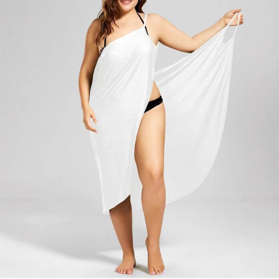 Damen nan vielseitiges Strand-Pareo-Wickelkleid mit Spaghettiträgern und asymmetrischem Saum Echo Archiv