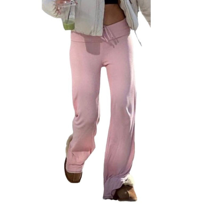Damen nan weiche Highwaist-Loungehose aus Baumwollmix mit elastischem Komfortbund, Bindekordel und geradem Bein Echo Archiv