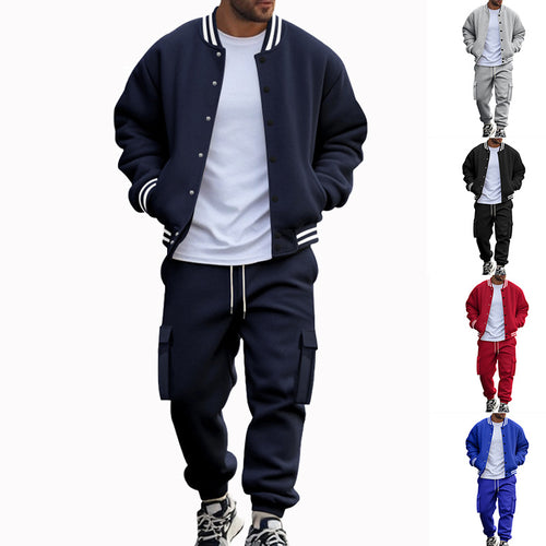 Herren nan College-Bomberjacke mit kontrastbündchen und Cargo-Jogginghose Set Echo Archiv