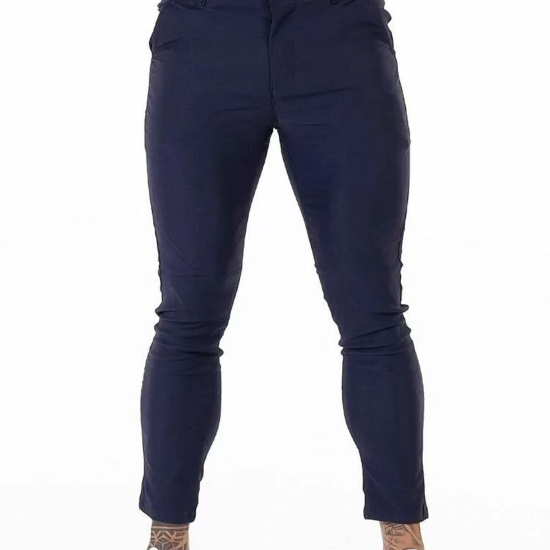 Herren Elegante Slim-Fit Chinos mit elastischem Bund und seitlichen Eingrifftaschen Echoarchiv