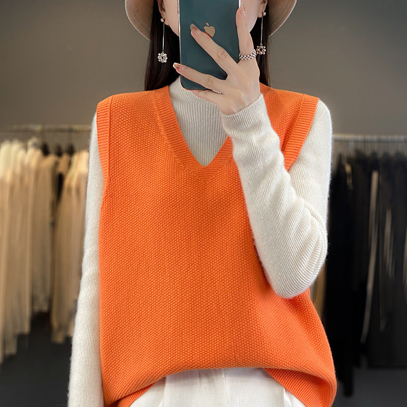 Damen Oversize Strickweste mit tiefem V‑Ausschnitt und feiner Struktur Echoarchiv
