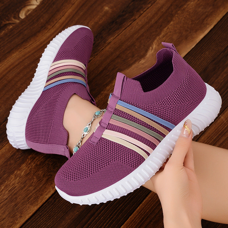 Damen nan leichte gestrickte Schlupfsneaker mit elastischen Zierbändern und stoßdämpfender EVA-Laufsohle Echo Archiv