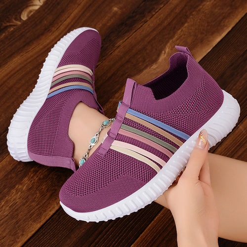 Damen nan leichte gestrickte Schlupfsneaker mit elastischen Zierbändern und stoßdämpfender EVA-Laufsohle Echo Archiv