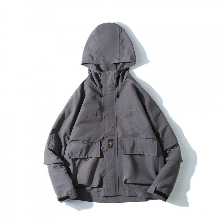 Unisex Weitgeschnittene Utility-Softshelljacke mit Kapuze und Mehrfach-Taschen Echo Archiv