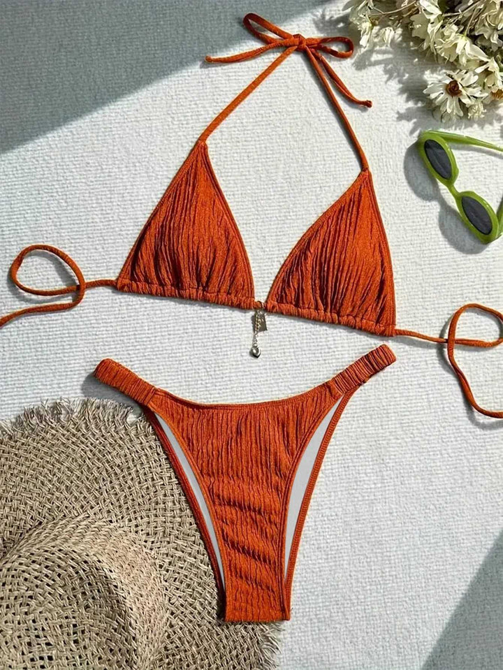 Damen Triangel-Bikini mit gewellter Textur Echo Archiv
