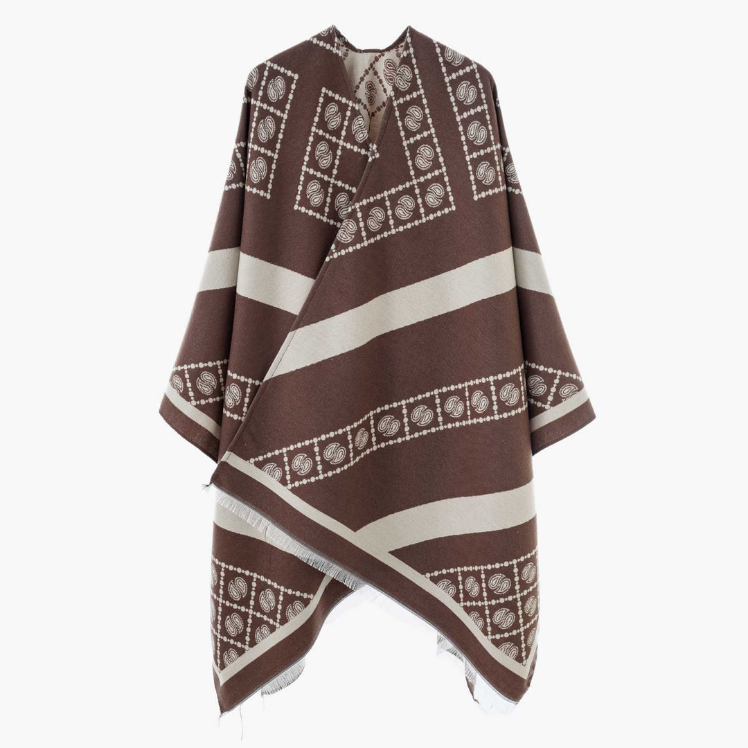 Damen Luxuriöses Jacquard-Überwurfcape mit kastiger Silhouette – Avérine