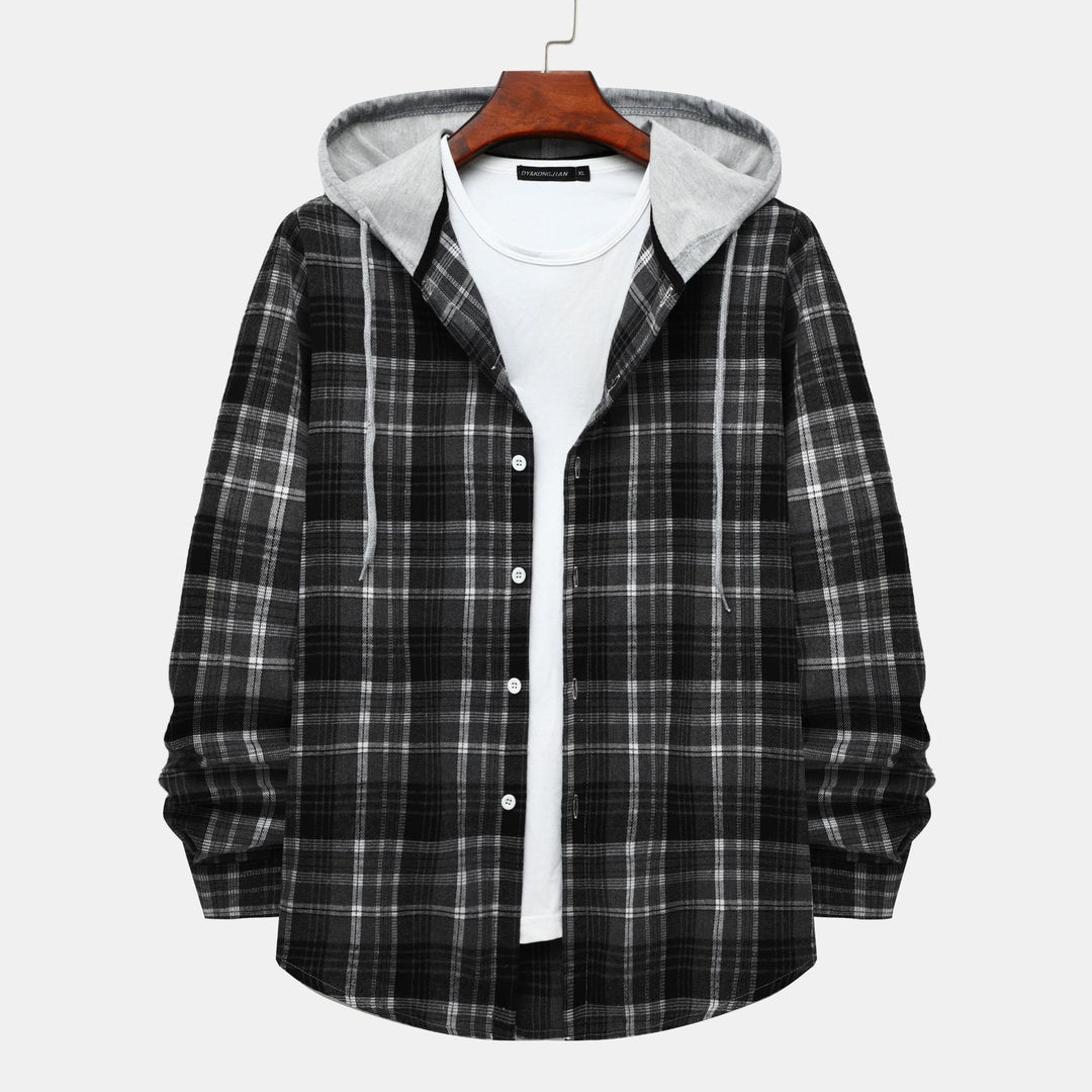 Herren Hemdjacke mit Kapuze im klassischen Karomuster Echoarchiv