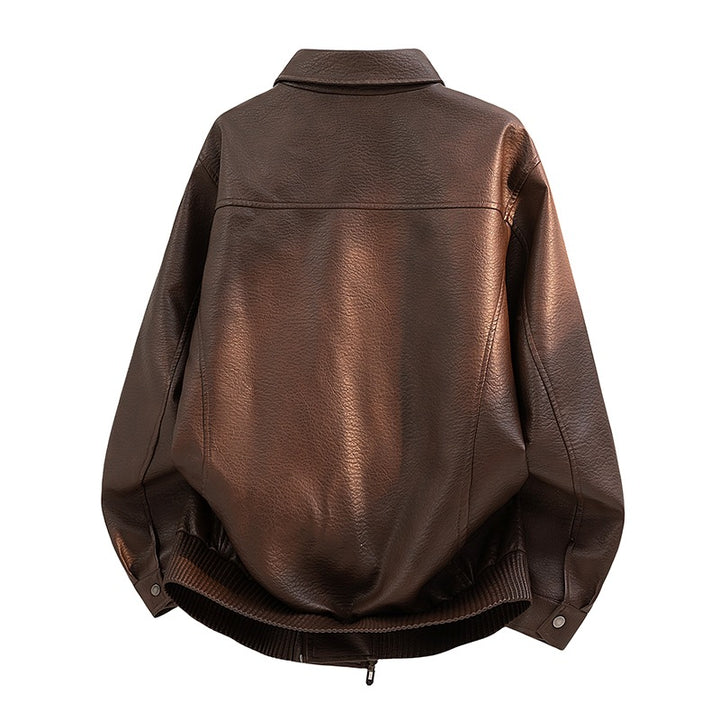 Herren Elegante Kunstleder-Bomberjacke Echo Archiv