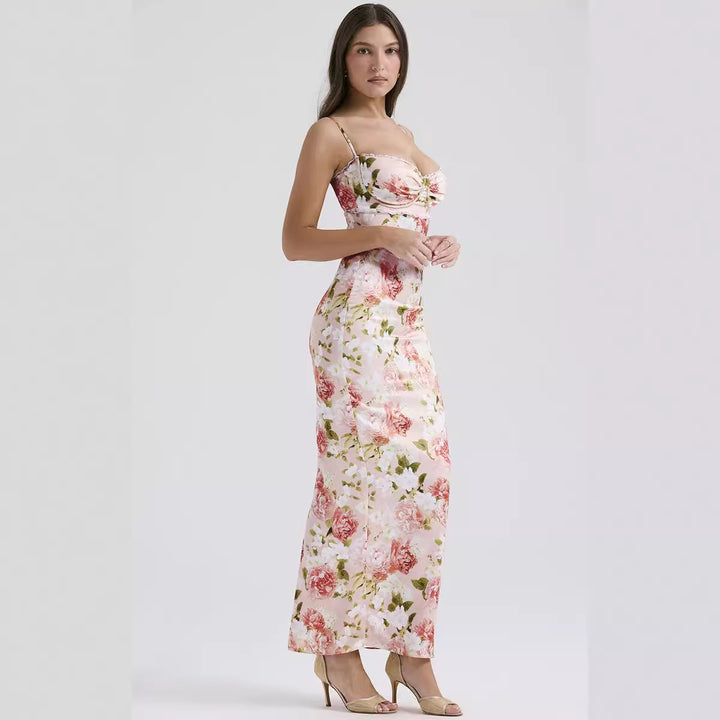 Damen Blumenkleid mit tailliertem Oberteil und schwingendem Saum Echo Archiv