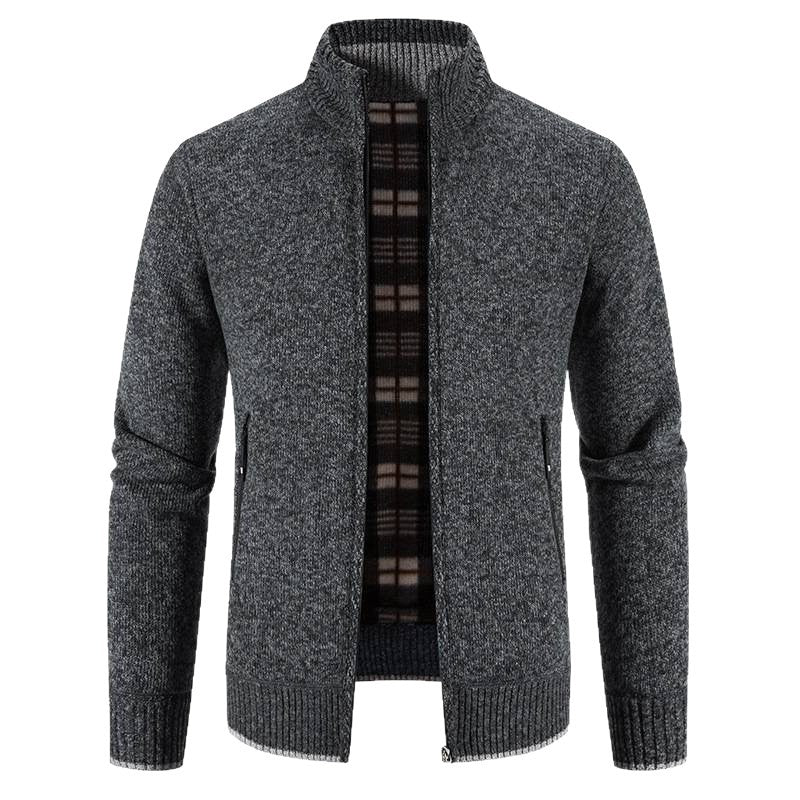 Herren Strickjacke mit hohem Kragen und praktischen Reißverschlusstaschen Echoarchiv
