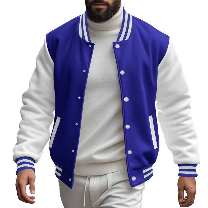 Herren Varsity-Jacke mit kontrastierenden Ärmeln und gestreiften Bündchen Echoarchiv