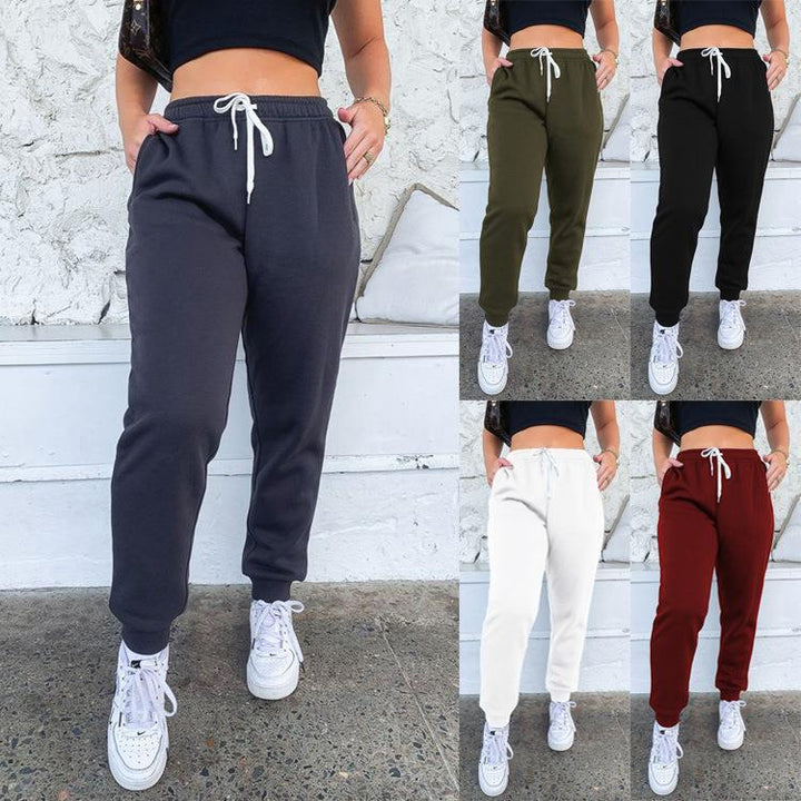 Damen taillenhohe tapered Jogginghose mit elastischem Komfortbund, verstellbarem Kordelzug und tiefen Eingrifftaschen – Avélisse