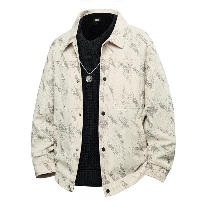 Herren Leichte Overshirt-Jacke mit dezenter Reptilprägung und Druckknopfverschluss Echo Archiv