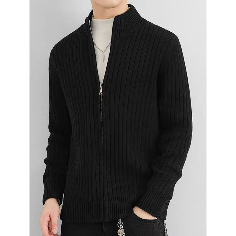 Herren Strickjacke mit durchgehendem Reißverschluss und hochgeschlossenem Kragen Echoarchiv