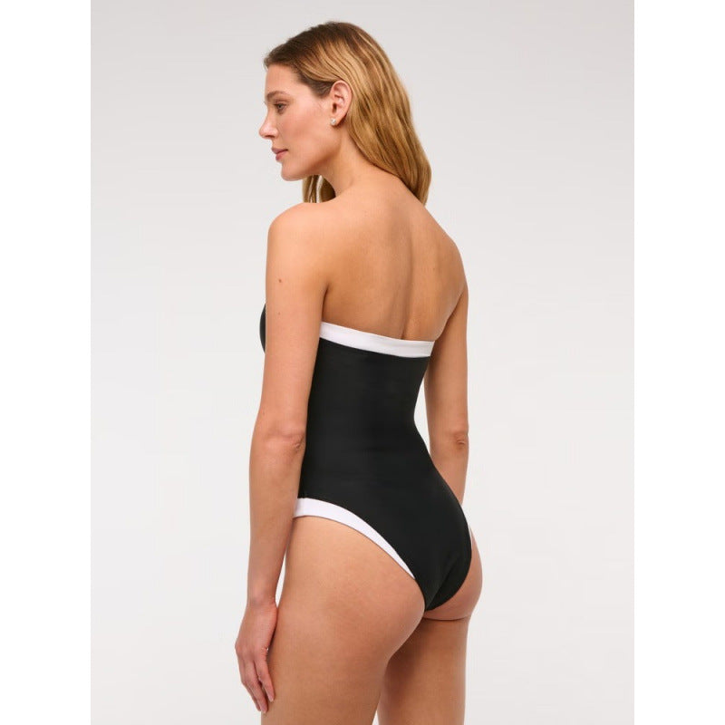 Damen Einteiler Badeanzug mit stilvollem Bandeau-Ausschnitt und kontrastierenden Akzenten Echo Archiv