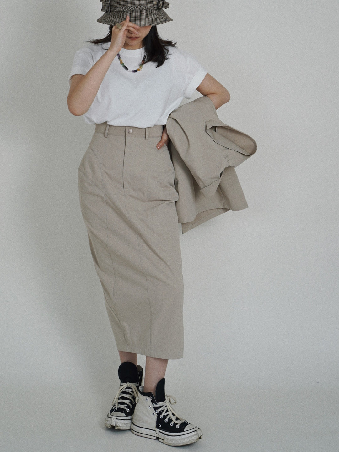 Damen Eleganter Midirock mit innovativem Schnitt Echoarchiv