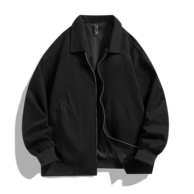 Men's oversized collared zip-up lined utility bomber jacket with angled welt pockets – Brevano