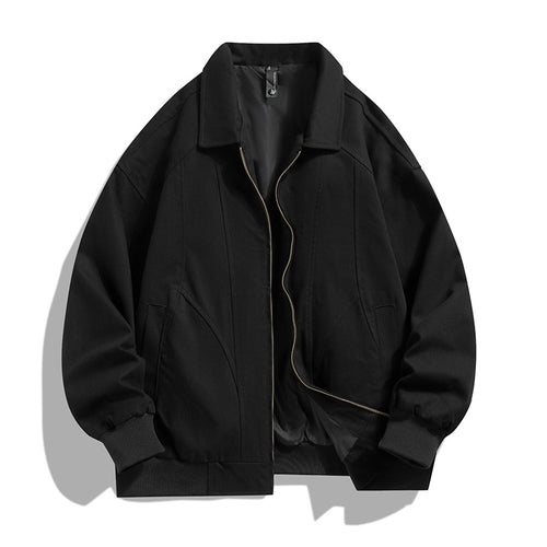 Men's oversized collared zip-up lined utility bomber jacket with angled welt pockets – Brevano