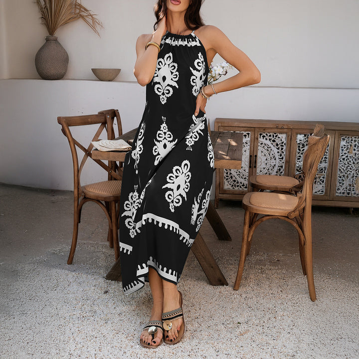 Damen Halterkleid mit verspieltem Muster und asymmetrischem Saum Echo Archiv