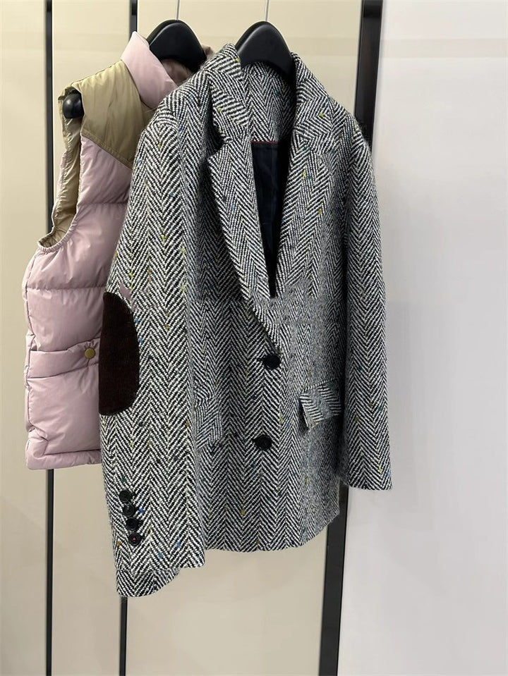 Damen Klassischer Herringbone Blazer Echoarchiv