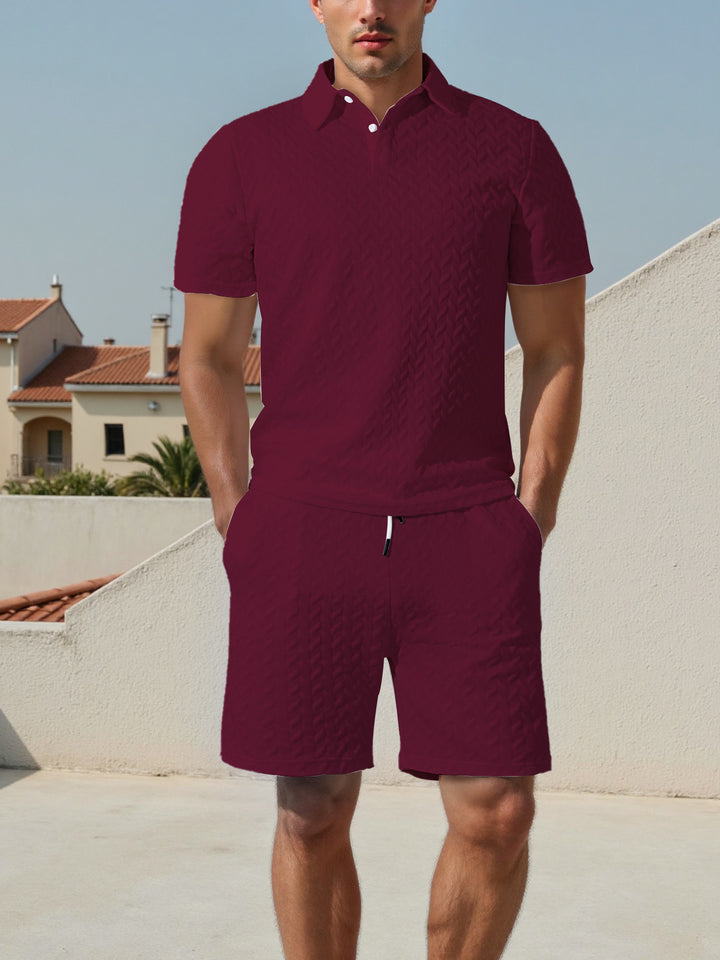 Herren Polo-Shirt und Shorts Set mit atmungsaktivem Design und elastischem Bund Echoarchiv