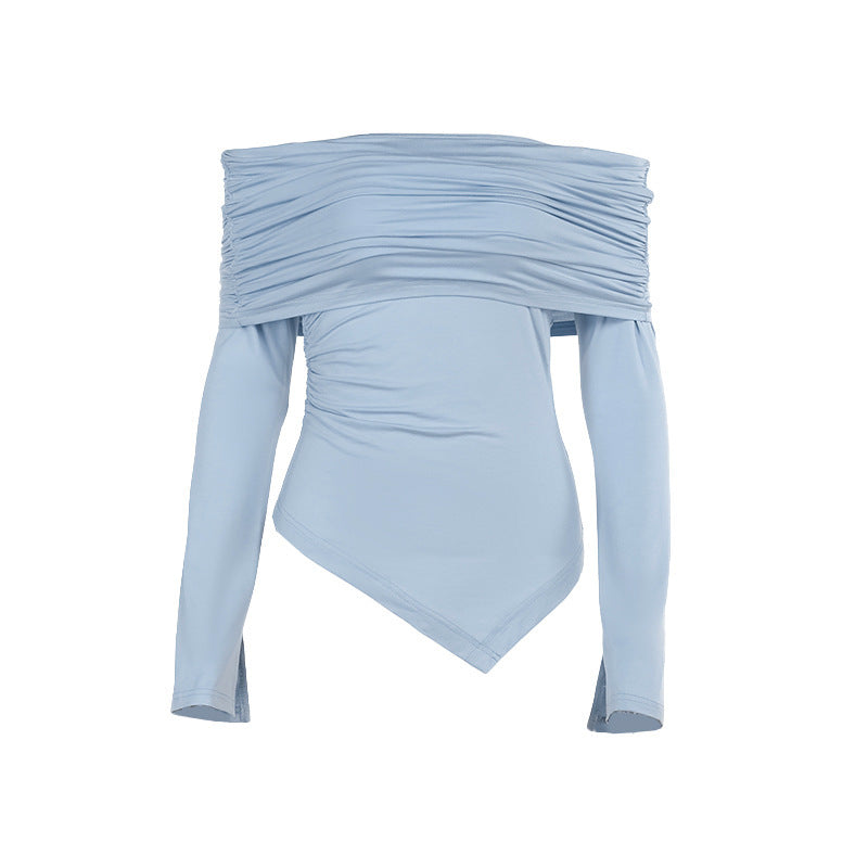 Damen schulterfreies Oberteil mit Rüschendetails und asymmetrischem Saum Echo Archiv