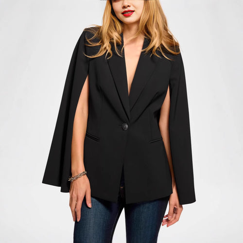Damen Cape-Blazer mit Schlitzärmeln und tailliertem Ein-Knopf-Verschluss Echoarchiv