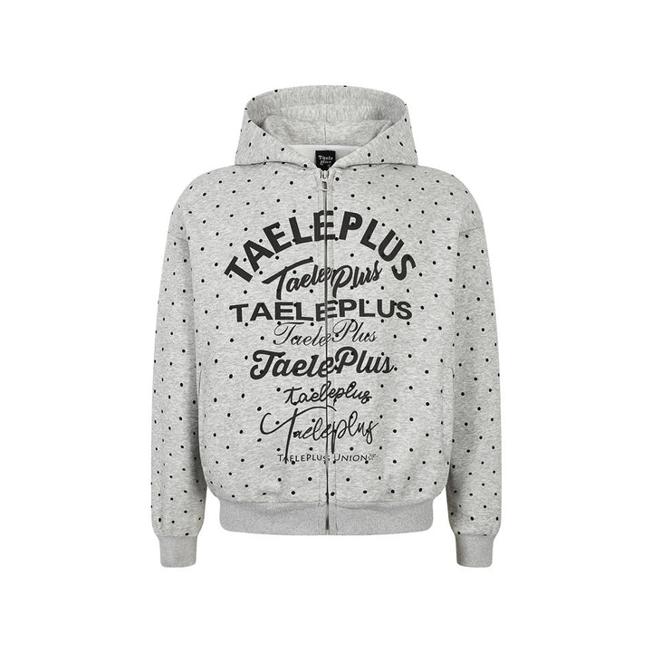Damen Kapuzen-Sweatjacke mit durchgehendem Reißverschluss, Allover-Pünktchenmuster und mehrfacher Logogestaltung Echoarchiv