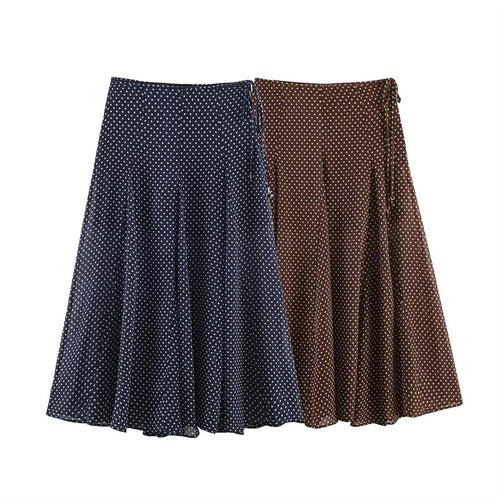 Damen Fließender A‑Linien Midirock mit Polka‑Dot‑Print und Bindeschleife Echo Archiv