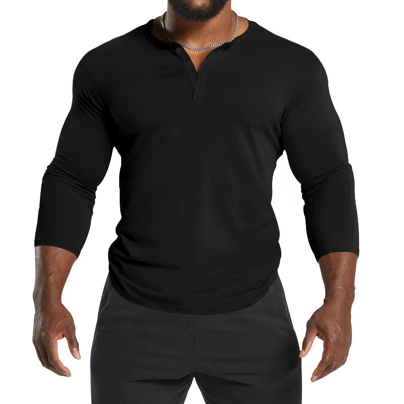 Herren Langarm-Henley-Shirt mit atmungsaktivem Material und modernem Schnitt Echoarchiv