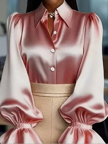 Damen elegante Seidenbluse mit Puffärmeln und schicker Knopfleiste Echo Archiv
