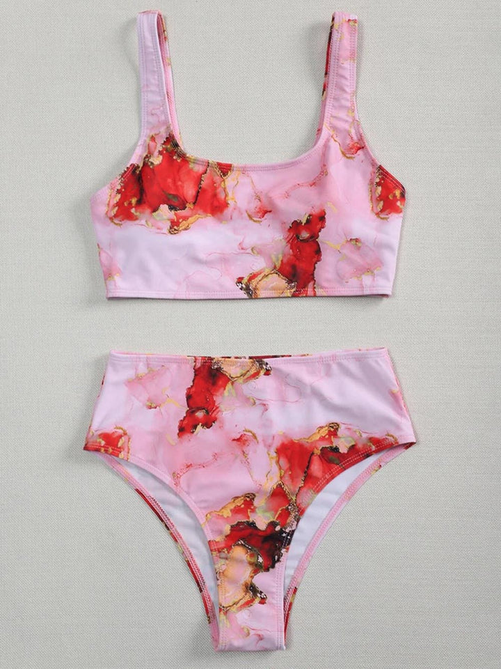 Damen Asymmetrisches Bikini-Set mit geknotetem Oberteil Echo Archiv