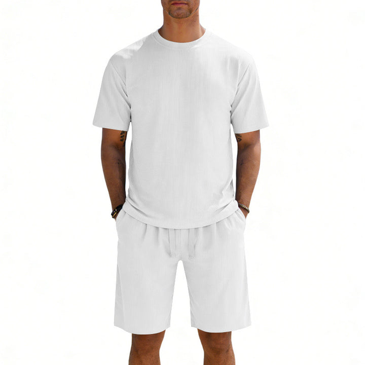 Herren nan Kurzarmshirt- und Bermudakombination aus geripptem Jersey mit elastischem Tunnelzugbund Echo Archiv