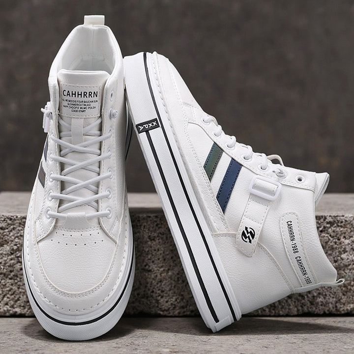 Unisex Mid-Top Street-Sneaker mit verstärkter Cupsohle, dekorativem Gurt und gepolstertem Knöchelkragen – Norré