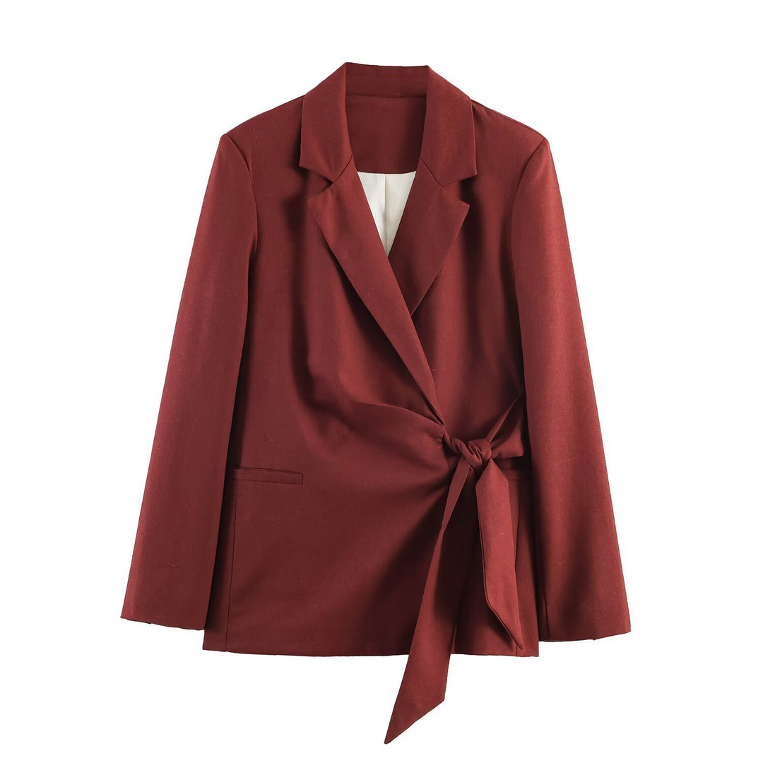 Damen Zweiteiliges Anzug-Set Wickelblazer mit Bindegürtel und Palazzo-Hose Echo Archiv