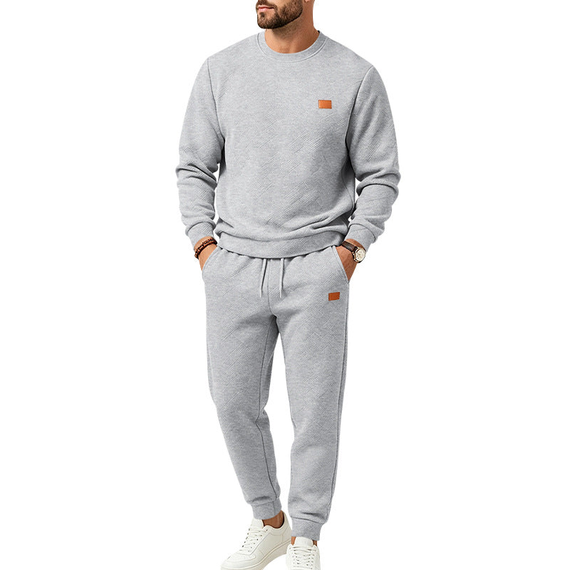 Herren Freizeit-Jogginganzug aus Strukturfleece mit Rundhalsausschnitt und Kordelbund Echoarchiv