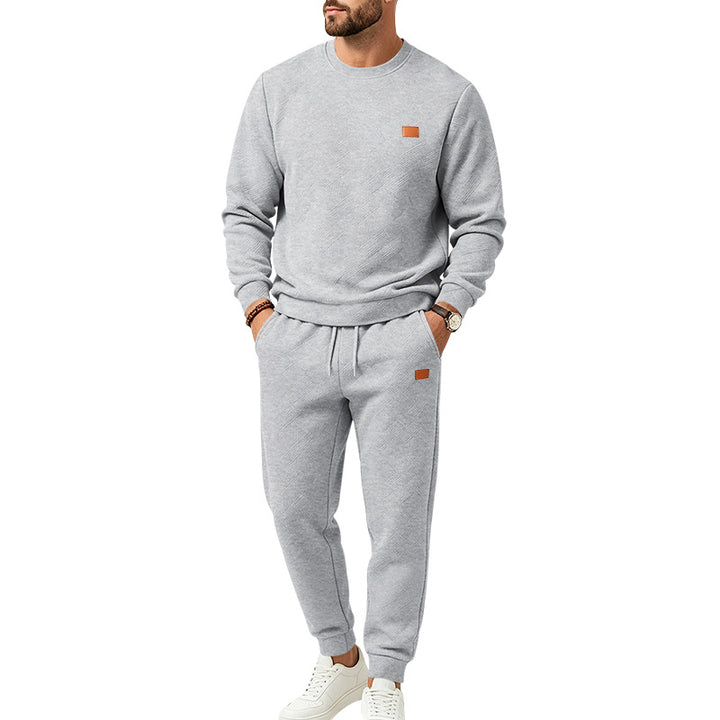 Herren Freizeit-Jogginganzug aus Strukturfleece mit Rundhalsausschnitt und Kordelbund Echoarchiv