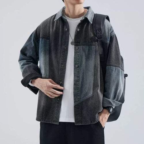 Herren lässige Denim-Hemdjacke mit modernen Farbeffekten Echoarchiv