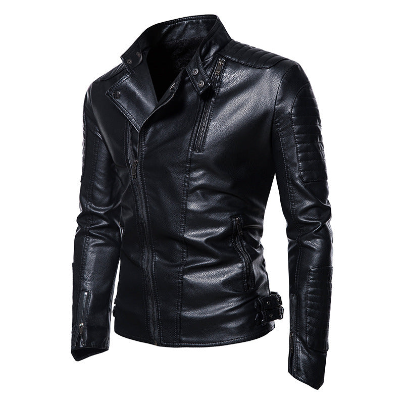 Herren Kunstleder‑Bikerjacke mit gesteppter Schulter‑ und Ärmelpartie – Valtoré